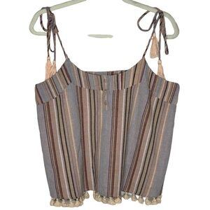 Allison New York Striped Tassel Tank Top